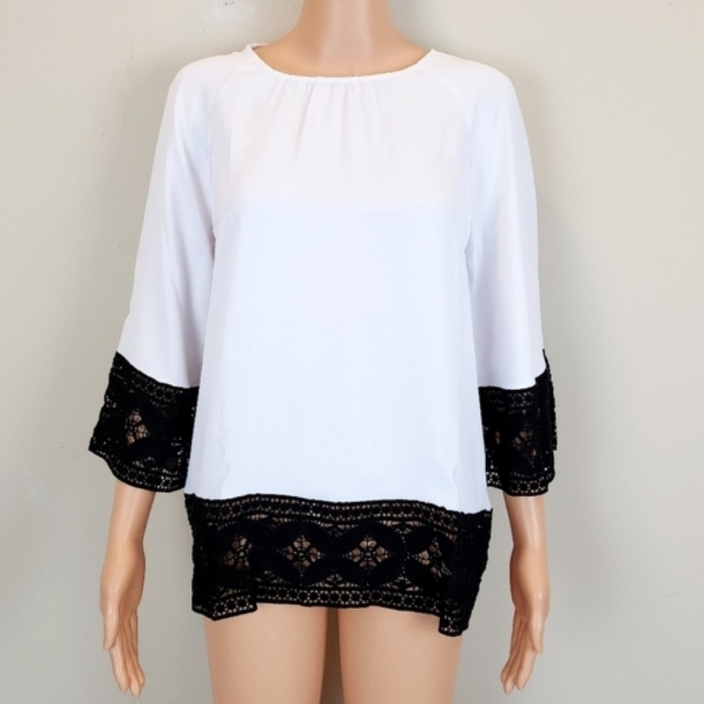 Christian Siriano Boxy White and Black Blouse - Picture 2 of 9
